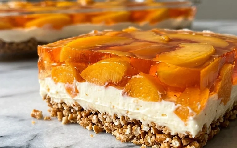 Peach Pretzel Salad Dessert