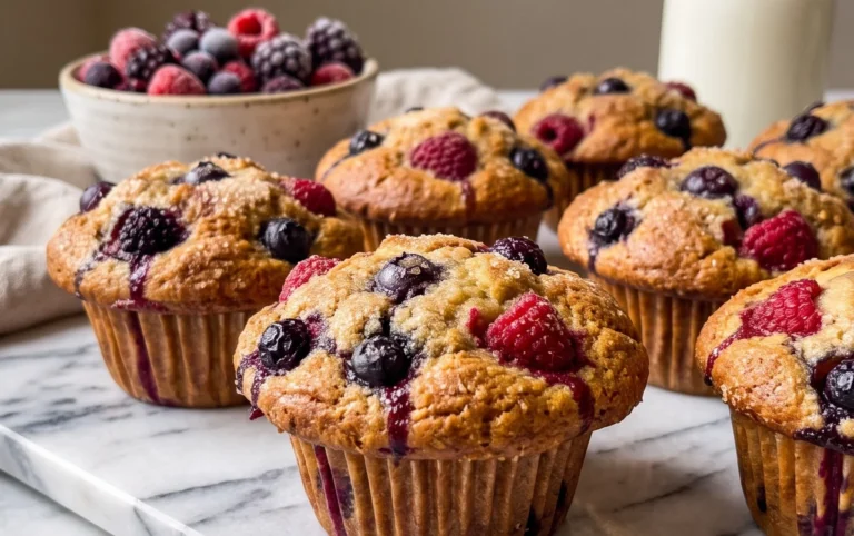 Bakery Style Mixed Berry Muffins | with Frozen Berries