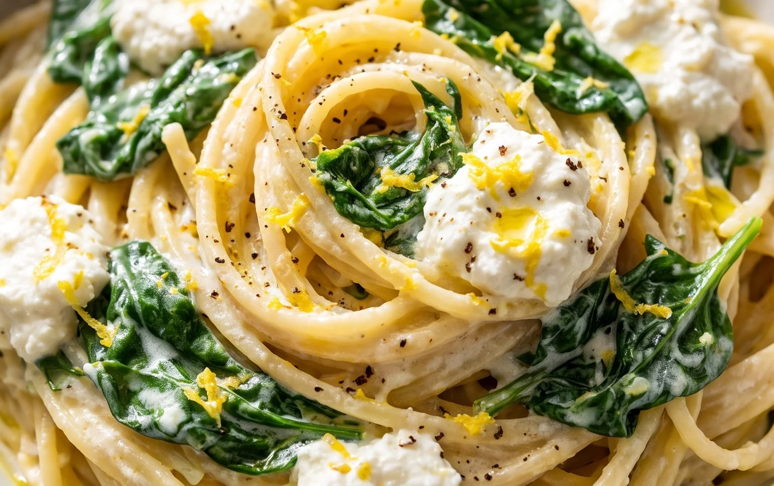 Lemon ricotta pasta & spinach
