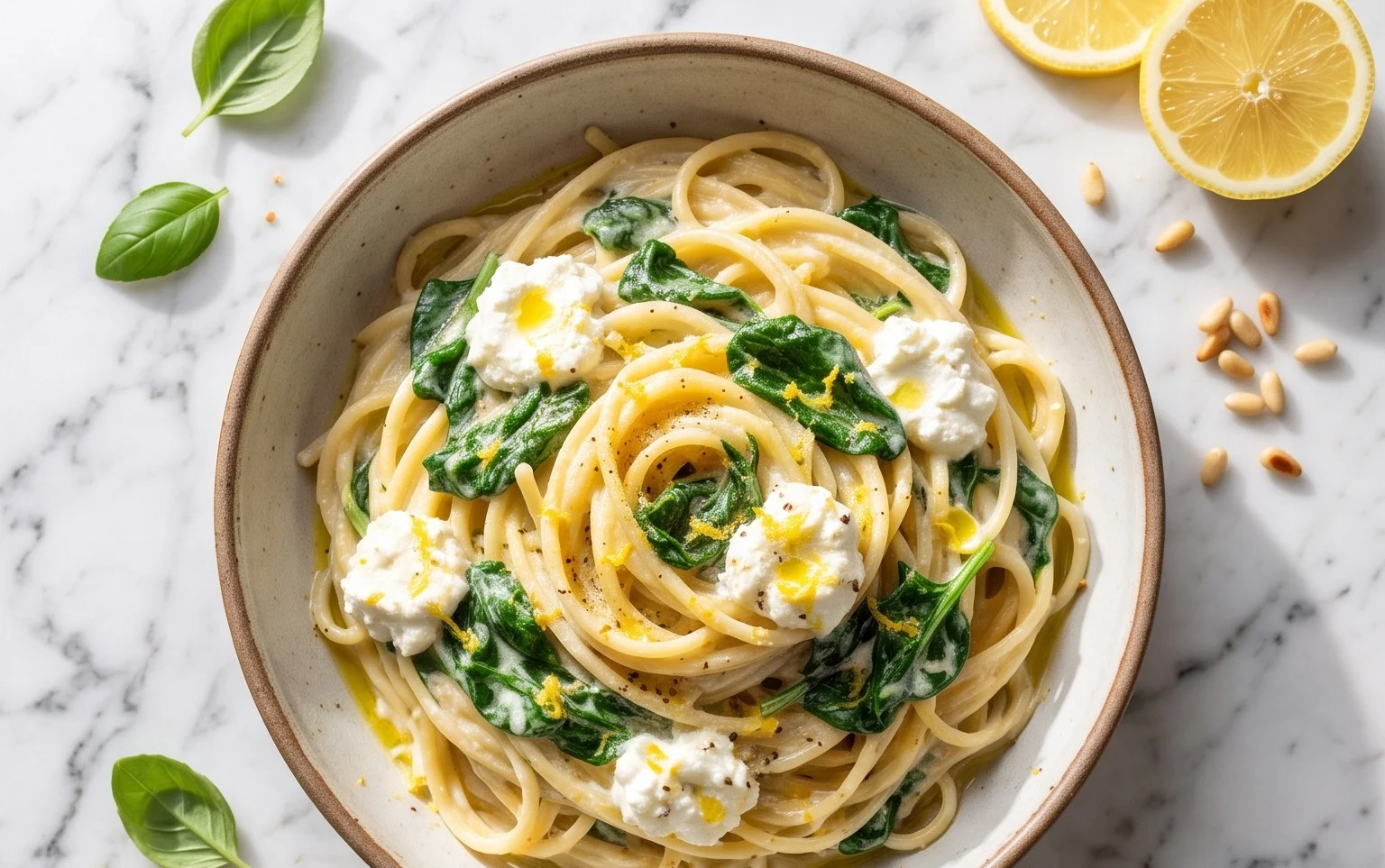 Lemon ricotta pasta & spinach