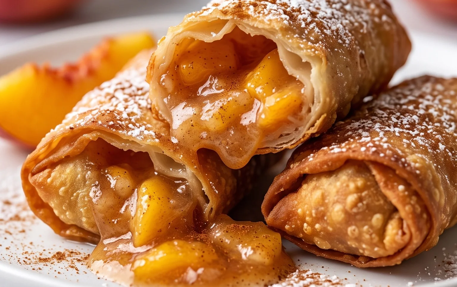 Peach Cobbler Egg Rolls