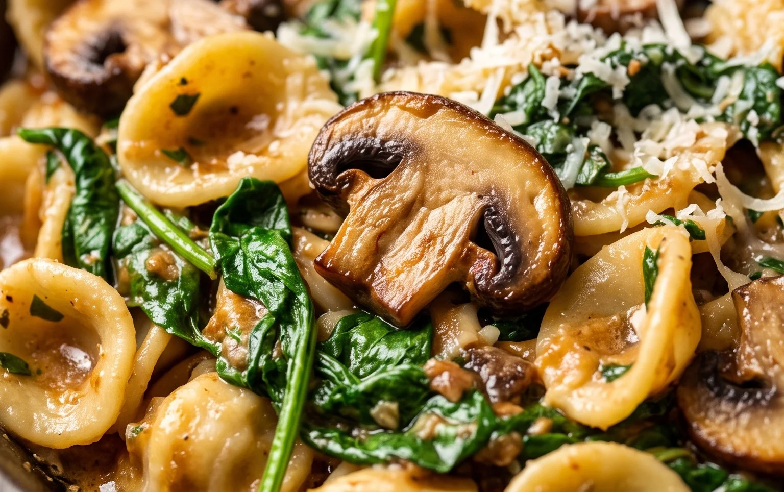 Parmesan Spinach Mushroom Pasta Skillet