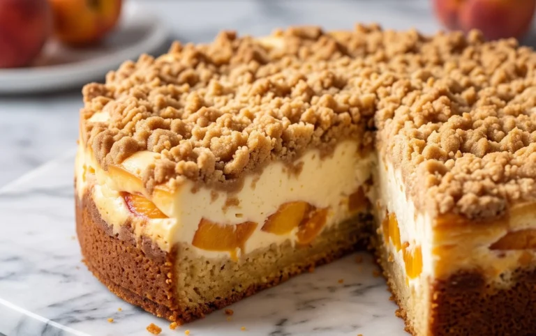 Peach Cream Cheese Cake with Streusel Topping
