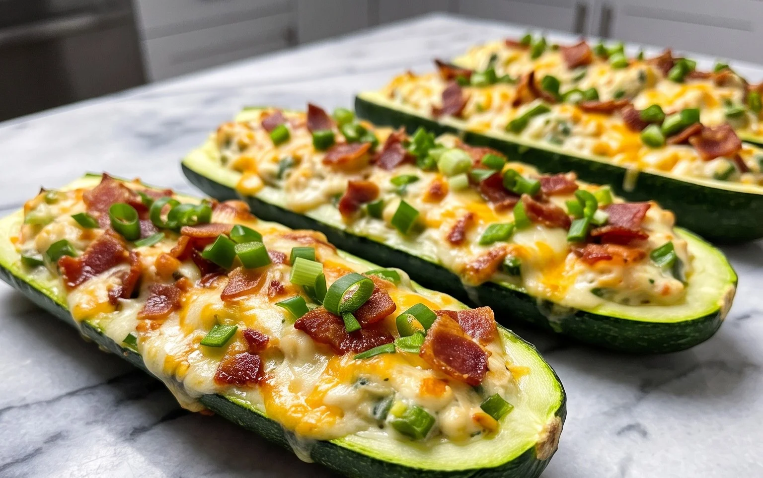 Jalapeno Popper Zucchini Boats