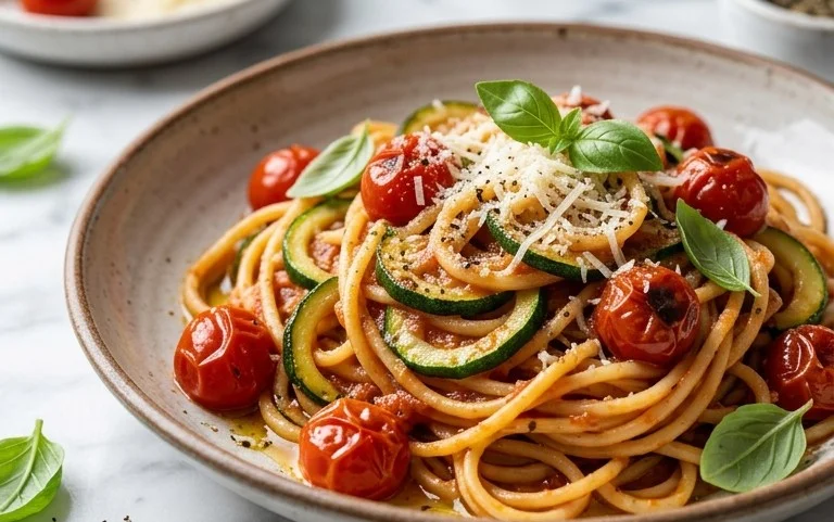 Healthy Tomato Zucchini Pasta