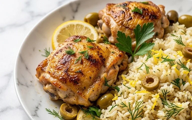 Greek Chicken and Lemon Rice (30 Minutes, One-Pot)