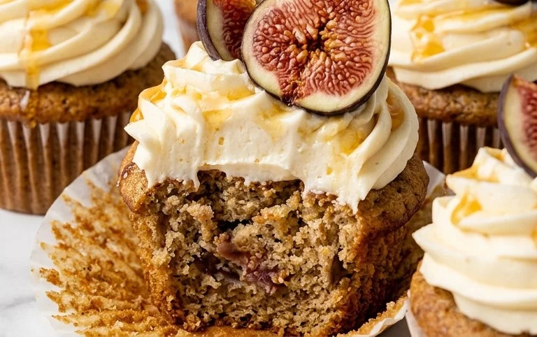 Fig Cupcakes with Honey Cream Cheese Frosting