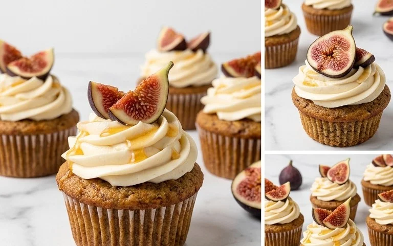 Fig Cupcakes with Honey Cream Cheese Frosting