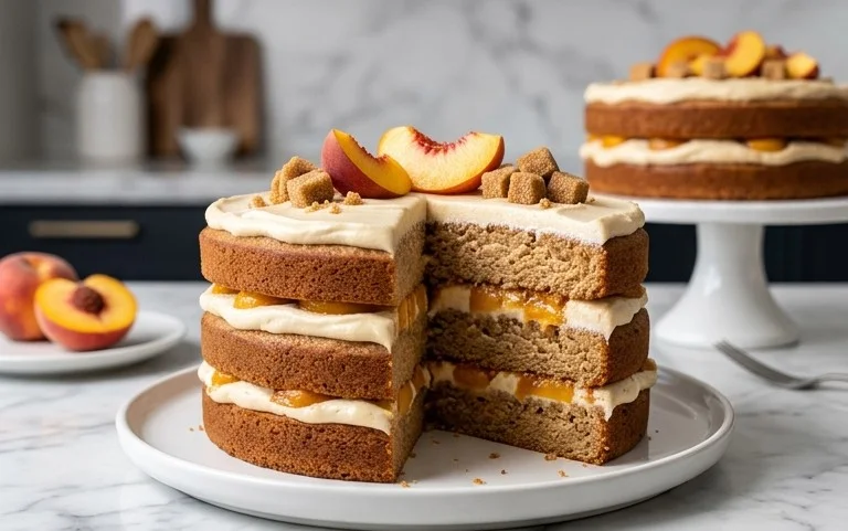 Brown Sugar Layer Cake with Peach Filling