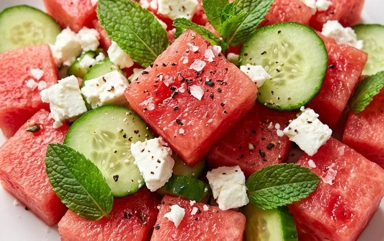 Watermelon Salad with Cucumber and Feta