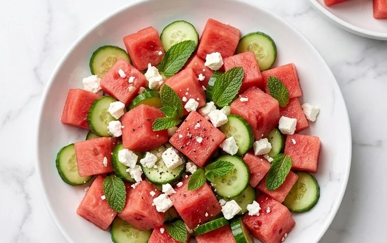 Watermelon Salad with Cucumber and Feta