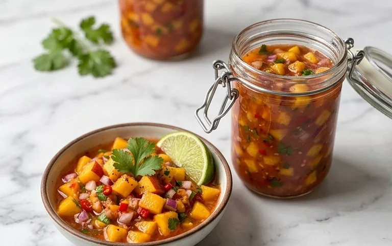 Sweet & Spicy Peach Salsa Canning Recipe