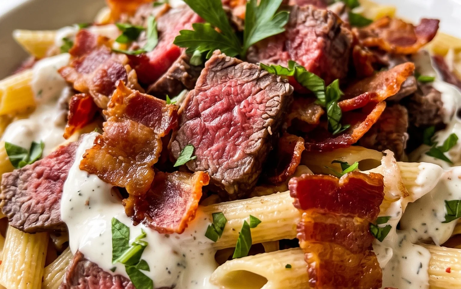 Beef Bacon Ranch Pasta Salad