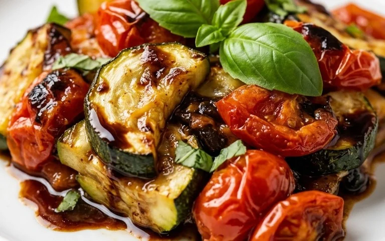 Balsamic Zucchini Tomato Bake