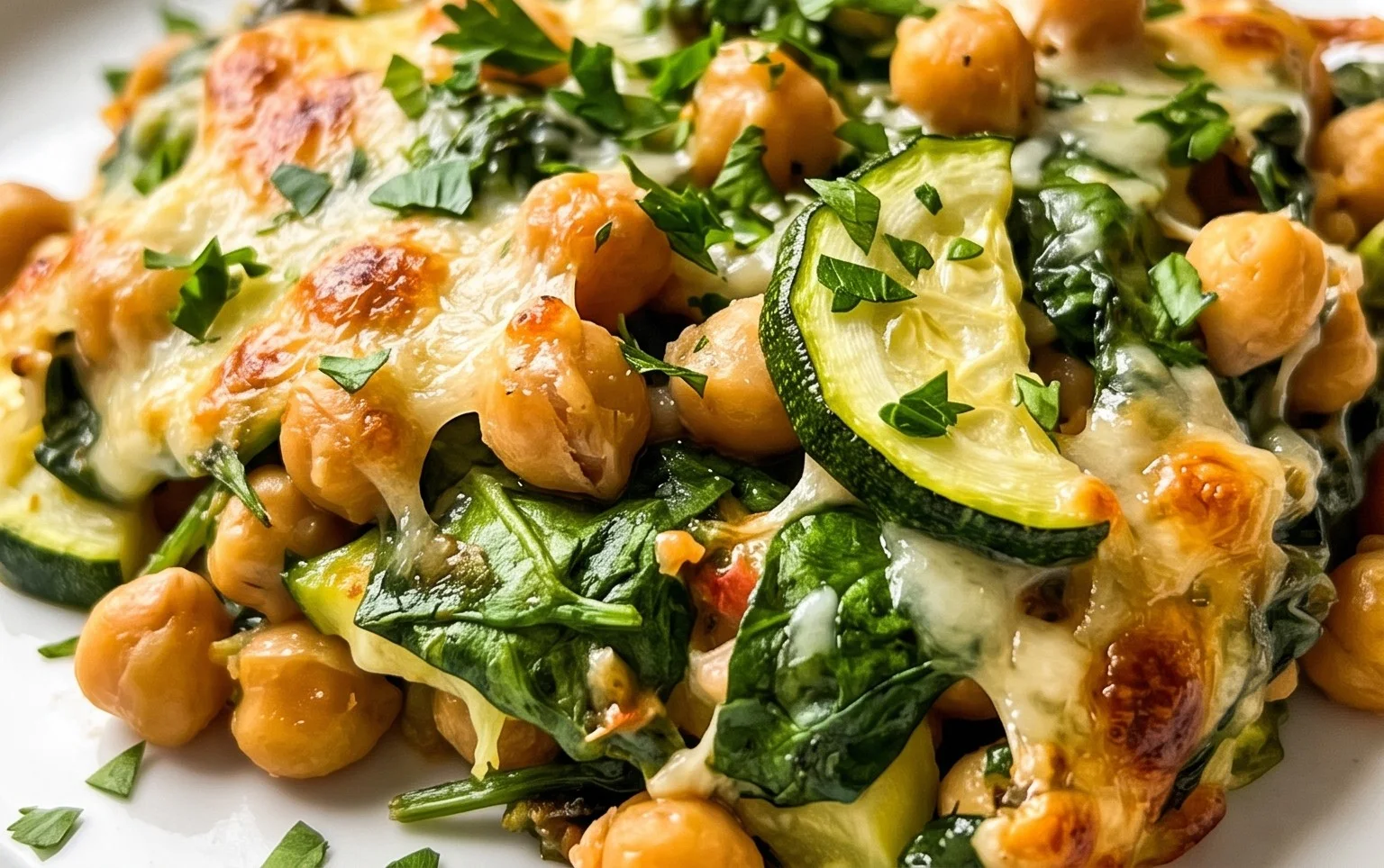 Spinach Zucchini Chickpea Bake