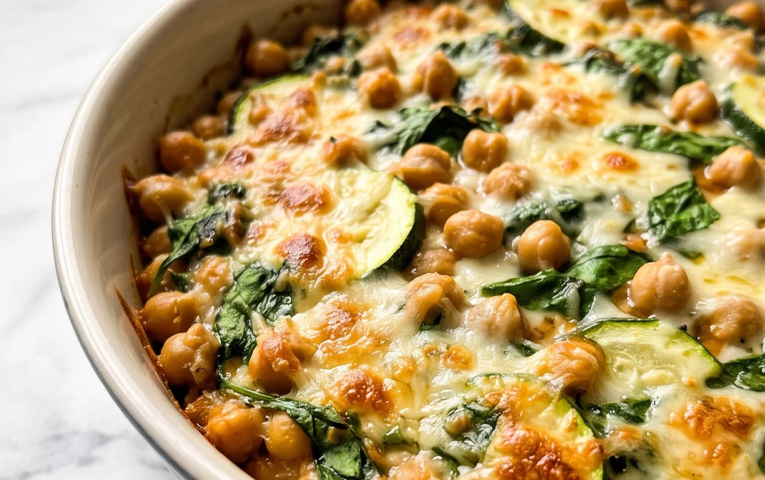 Spinach Zucchini Chickpea Bake
