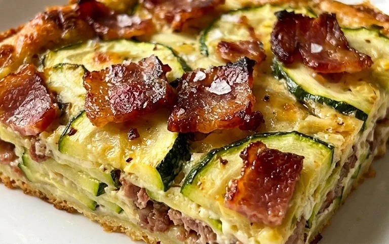 Zucchini and Beef Bacon Slice